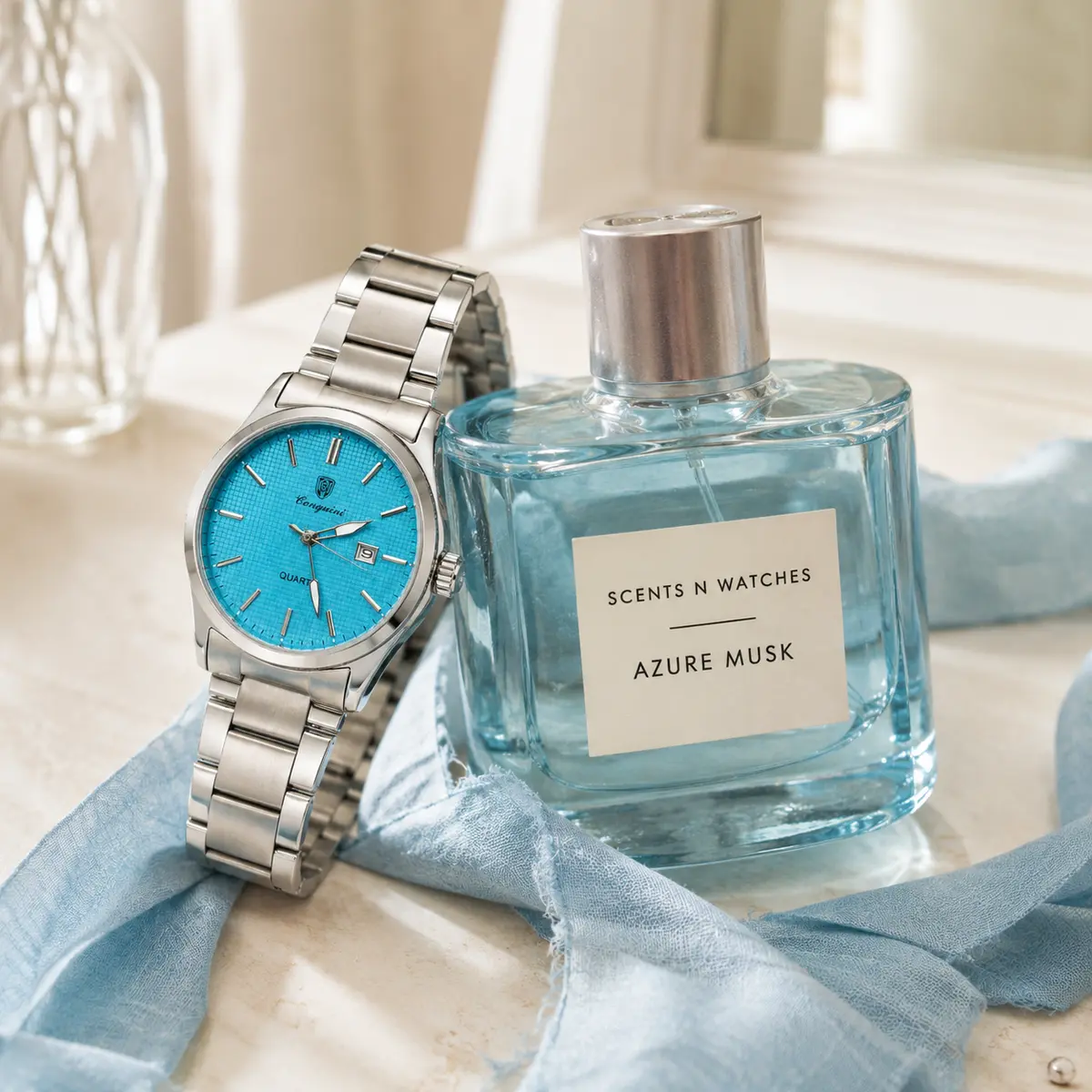 Grid Dial Integrated × Azure Musk — Watch + perfume bundle