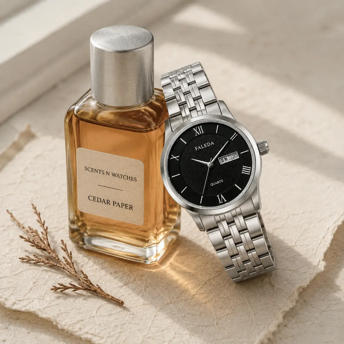 Roman Day-Date Steel × Cedar Paper — Watch + perfume bundle