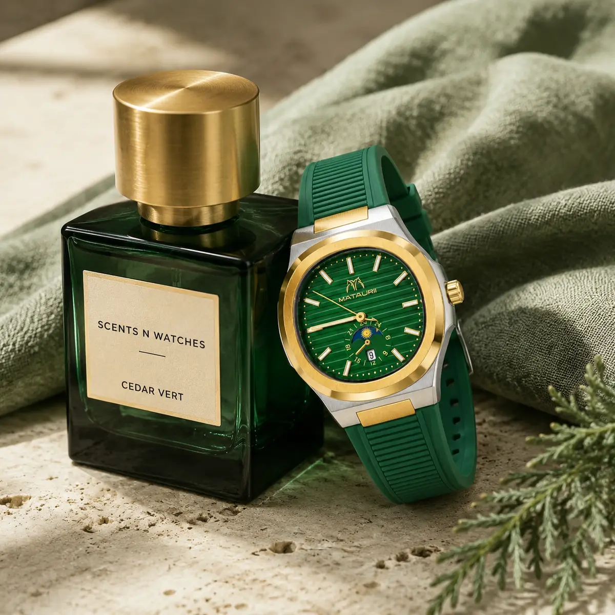 Rubber Sport × Cedar Vert — Watch + perfume bundle