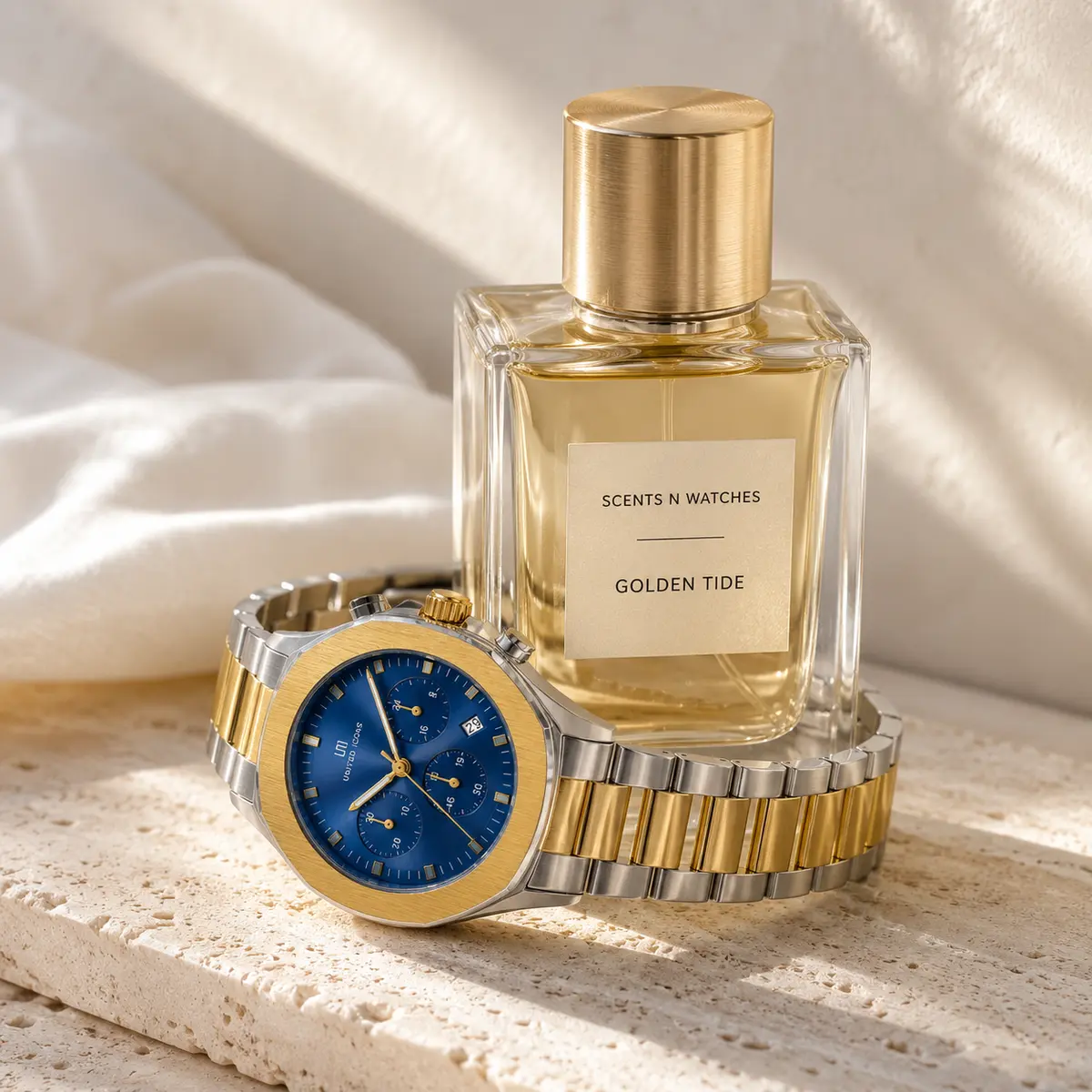 Blue Gold Chronograph × Golden Tide — Watch + perfume bundle