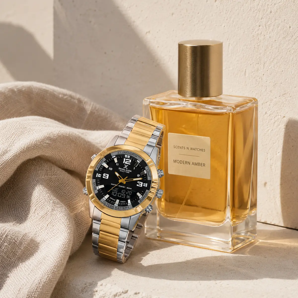 Sport Dual-Time × Modern Amber — Watch + perfume bundle