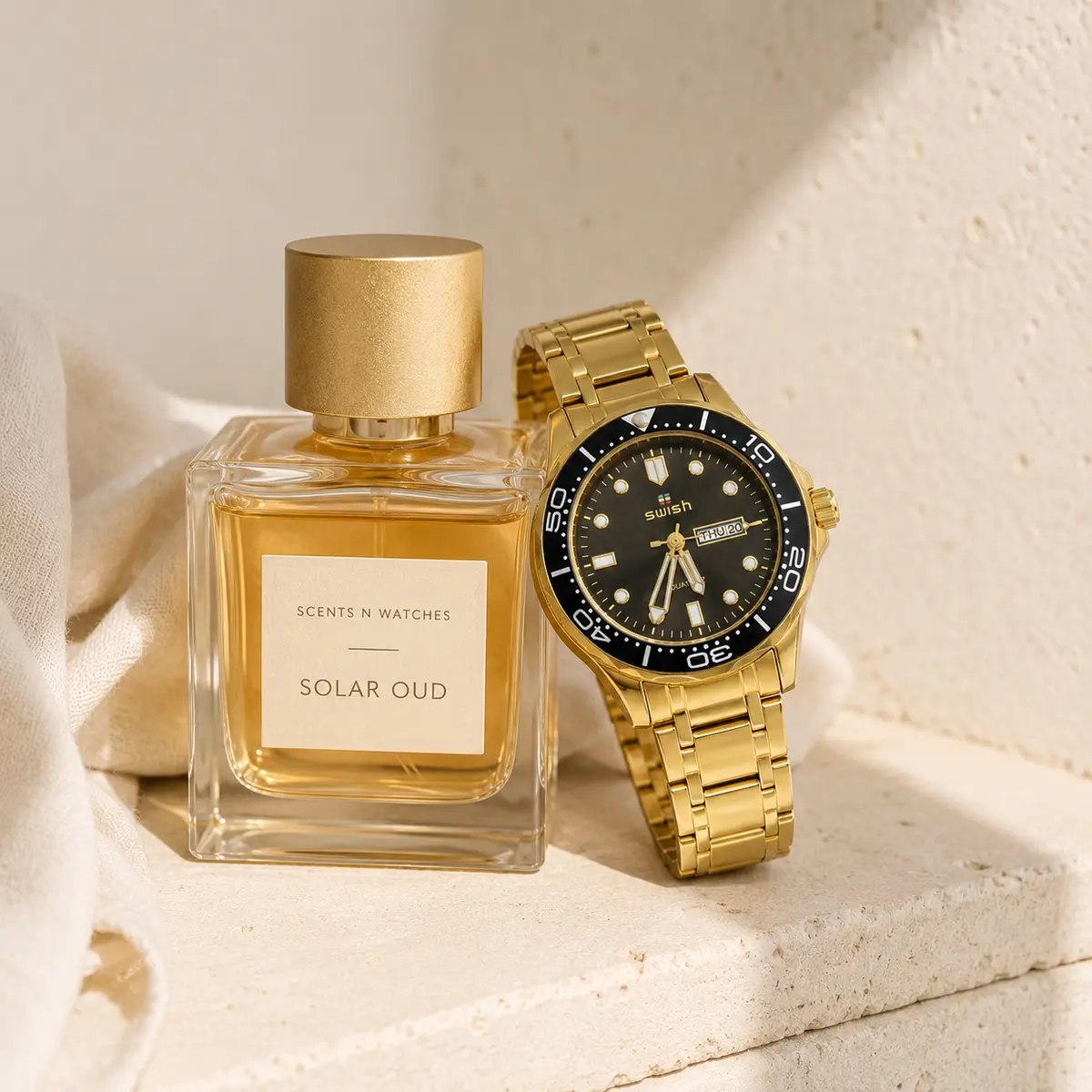 Black Gold Diver × Solar Oud — Watch + perfume bundle