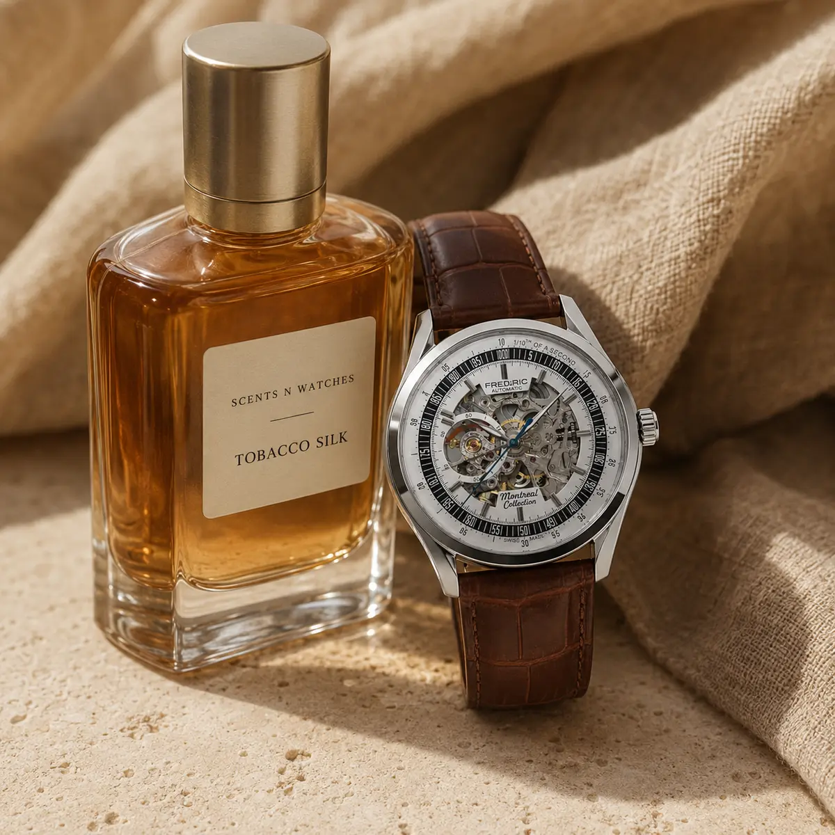 Skeleton Leather × Tobacco Silk — Watch + perfume bundle