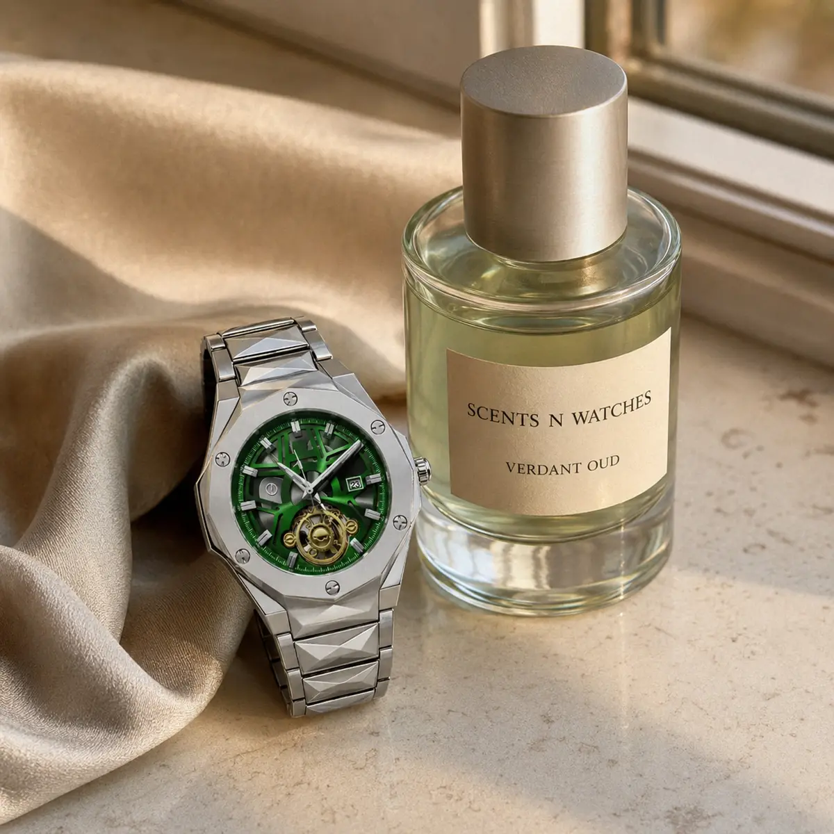 Emerald Atelier × Verdant Oud — Watch + perfume bundle