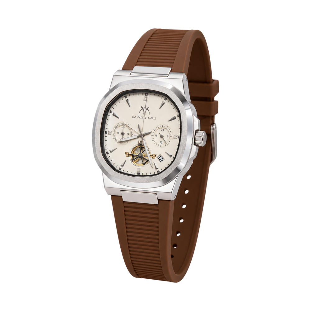 Ivory Open-Heart Brown Silicone — Watch · one colourway