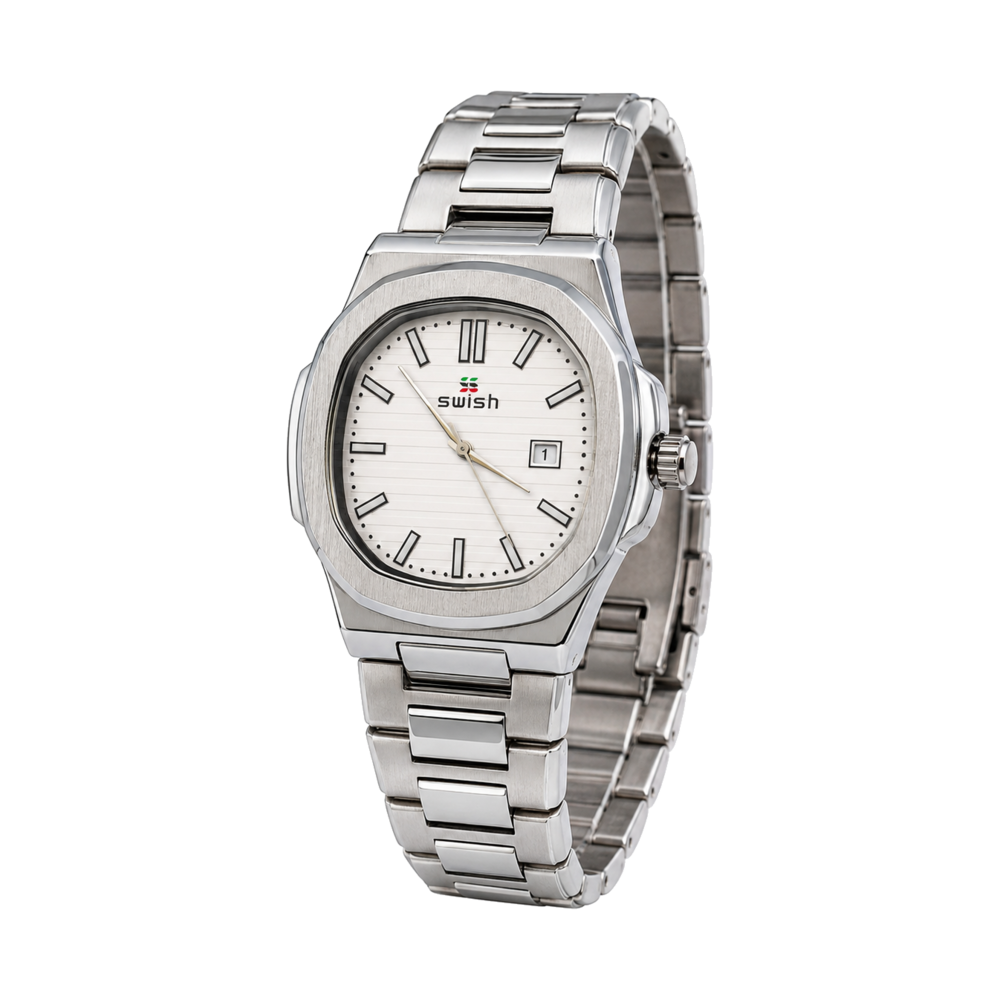 White Cushion Date Steel — Watch · one colourway