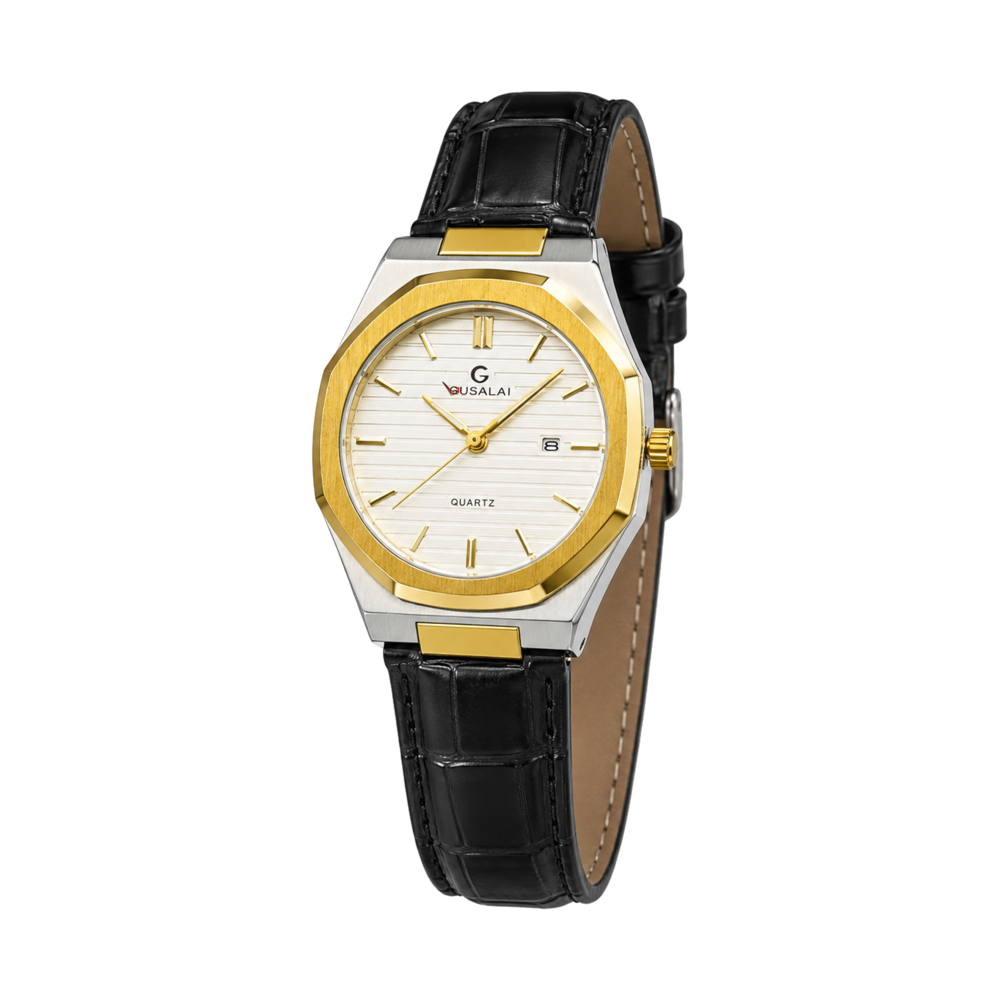 Ivory Gold Leather Date — Watch · one colourway