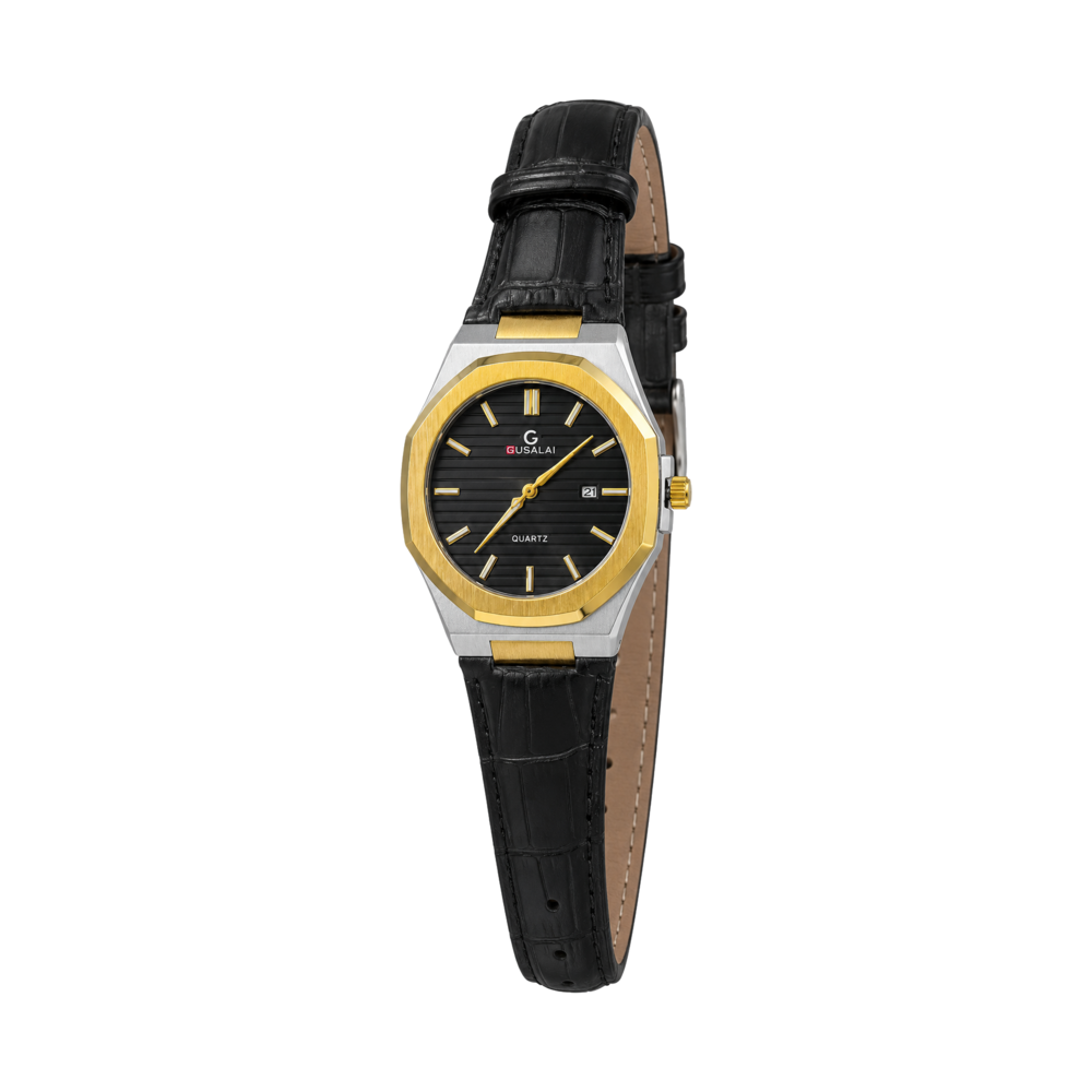 Black Gold Leather Classic — Watch · one colourway