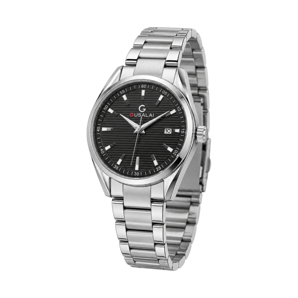 Black Linear Date Steel — Watch · one colourway